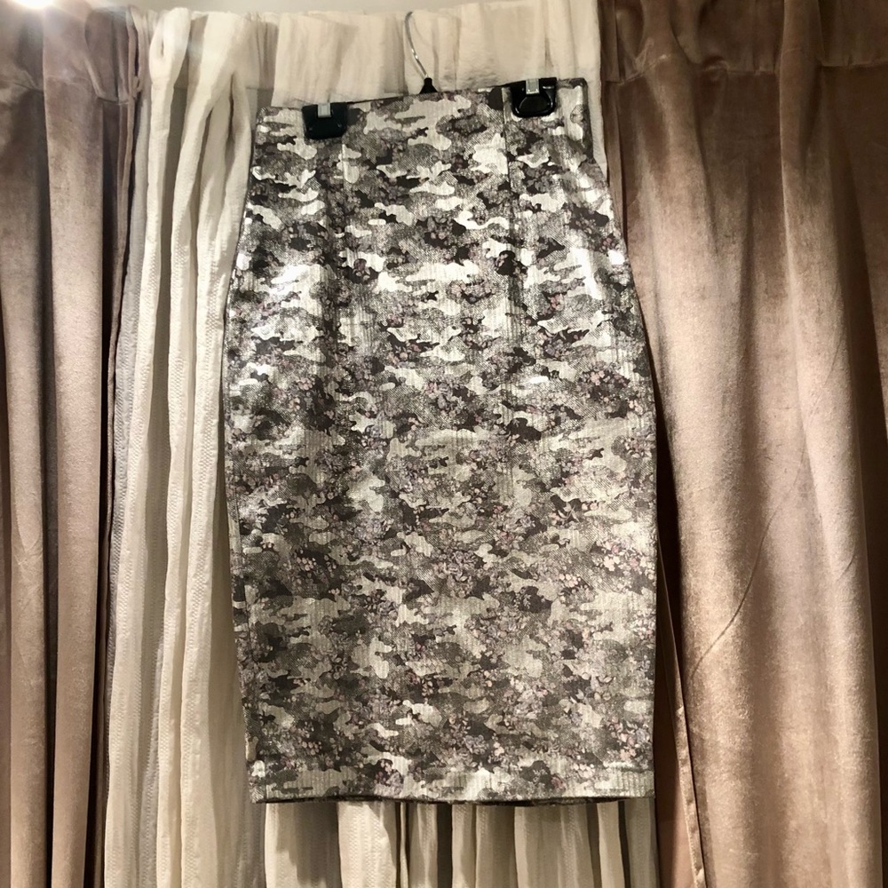 Silver straight skirt